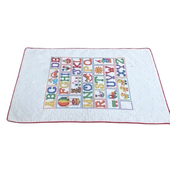 Vintage Quilted Cotton Baby Toddler Alphabet Blanket - Picture 5 of 9